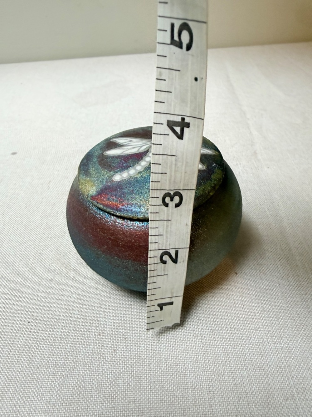Raku Pottery Dragonfly Dream Catcher Jar Signed Jeremy Dillon With Insert - Picture 13 of 13